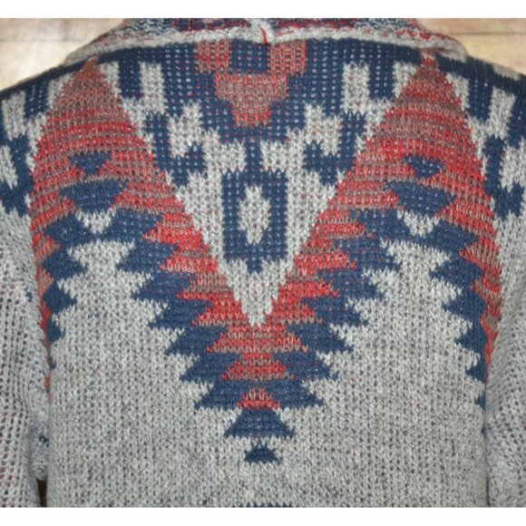 RD Style Ladies Gray Open Front Cardigan Sweater Size L Southwest Aztec Warm - Picture 9 of 13